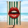 Забавная пляжная полотенце с принтом губ, большое, быстросохнущее, для бассейна, летнее, купальный костюм, полосатый дизайн, новинка, пляжный аксессуар для отпуска, подарок