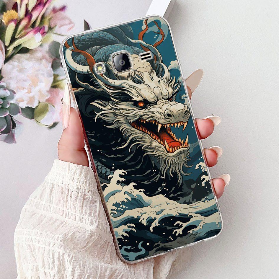 For Samsung Galaxy J5 Case J500F J500H J500G Cover Luxury Dragon Lion Soft Silicone Phone Cases For Samsung J3 J5 J7 2016 Bumper