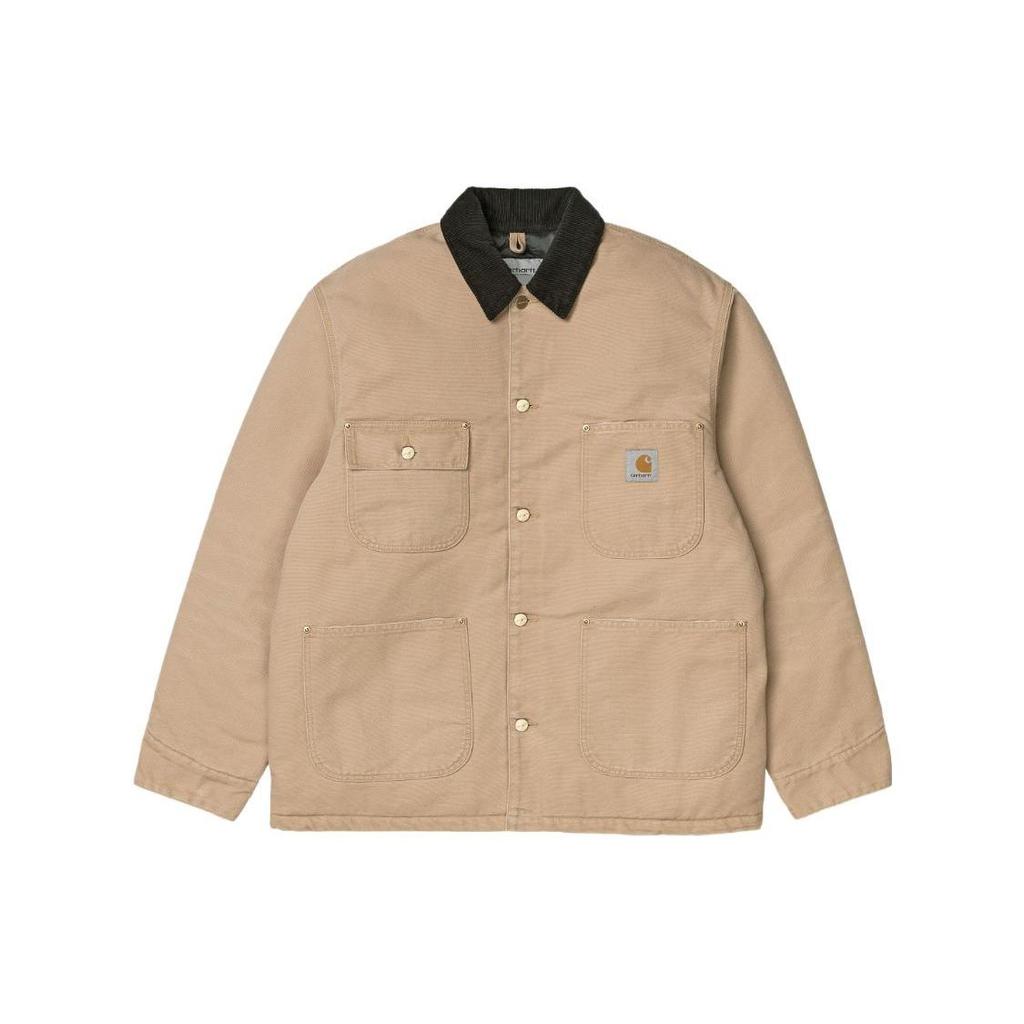 Carhartt WIP Классический дизайн с пэчворком и вельветовым воротником Винтажная куртка Detroit Мужские куртки Бежевый I027357-01A-3K