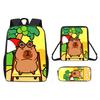 Capybara Pattern Cartoon Backpack Shoulder Bag Pencil Case Three Set Piece