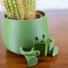 Счастливое лицо, горшок для цветов из смолы, гитара, приятель, сидящая мультяшная фигурка, суккулентный горшок для рабочего стола, кактусы, комнатные растения