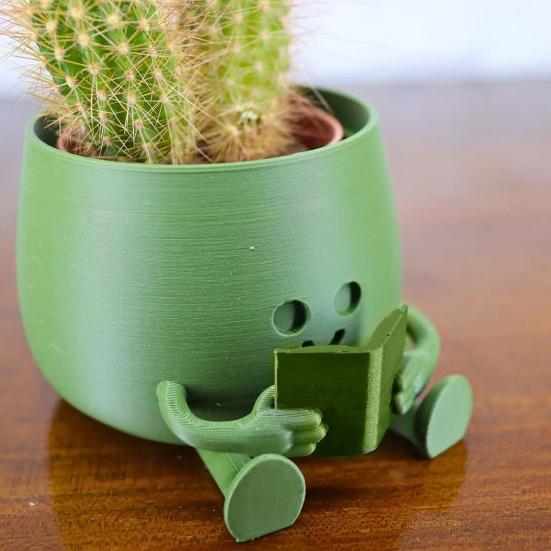 Счастливое лицо, горшок для цветов из смолы, гитара, приятель, сидящая мультяшная фигурка, суккулентный горшок для рабочего стола, кактусы, комнатные растения