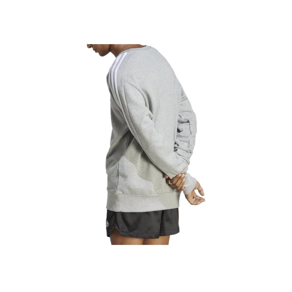 Adidas Свитшот Essentials French Terry 3-Stripes, средний серый, меланжевый, для мужчин, уличная одежда IC9319