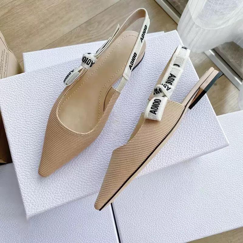 Женские вязаные полосатые сандалии D Brand на kitten heel с бантом