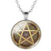 Triple Moon Goddess Wicca Round Glass Pendant Long Link Chains Necklaces Vintage Pattern Art Jewelry For Women Men