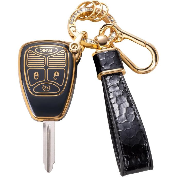 for Jeep Key Fob Cover with Keychain Lanyard, Key Case Protection Fit for Jeep Wrangler Compass 2007-2018/Dodge Ram Durango 2007-2009 Caliber Smart