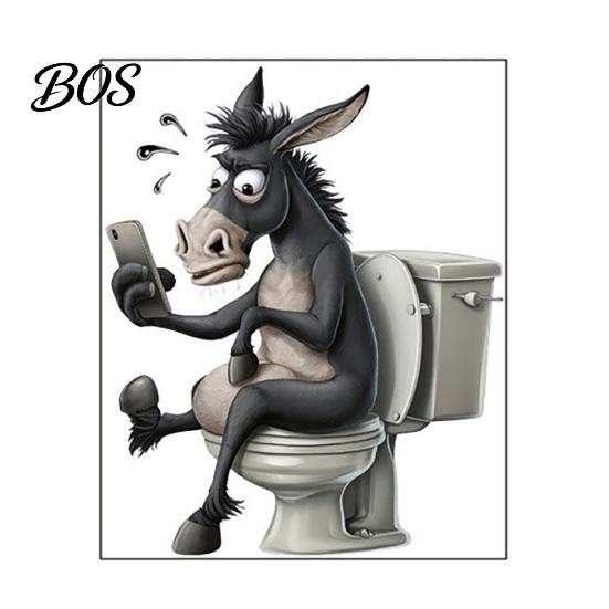 Waterproof Toilet Sticker Cute Animal Reading Newspaper Sticker, Funny Cartoon PVC Self-Adhesive Tank Lid Decal for Bathroom Long-lasting
