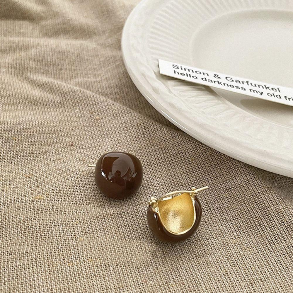 Lady Temperament Party Copper Women Earrings Stud Earrings Enamel Ear Buckle Korean Style Earrings