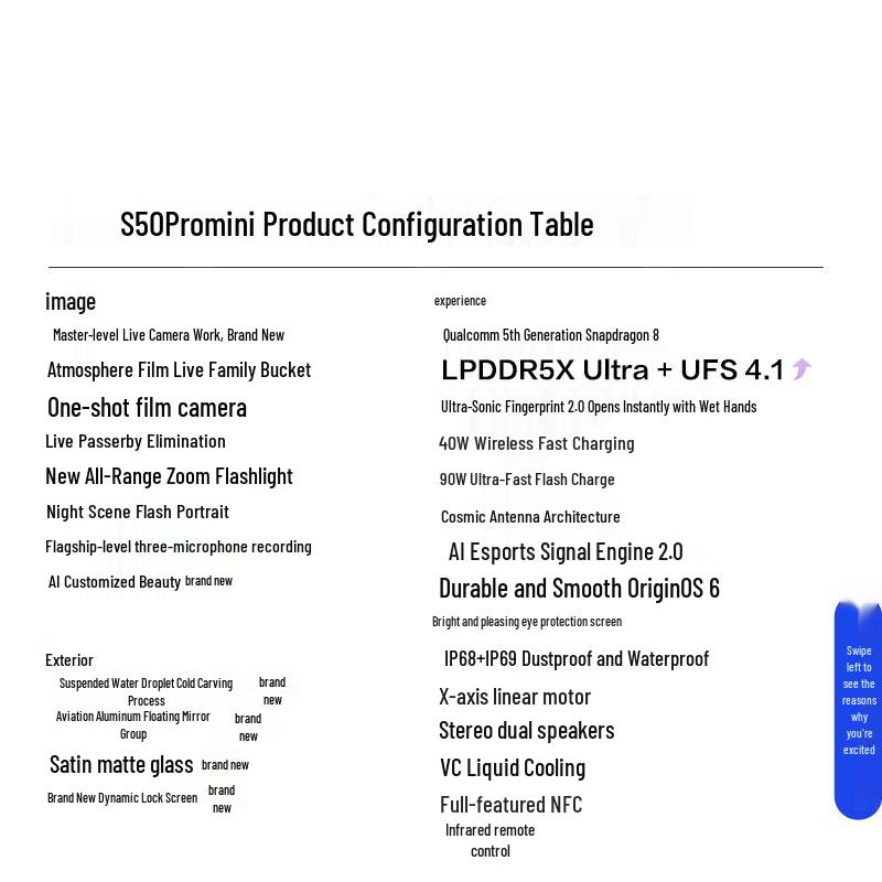 Vivo S50 Pro Mini 5G AI Camera Phone (CN version)