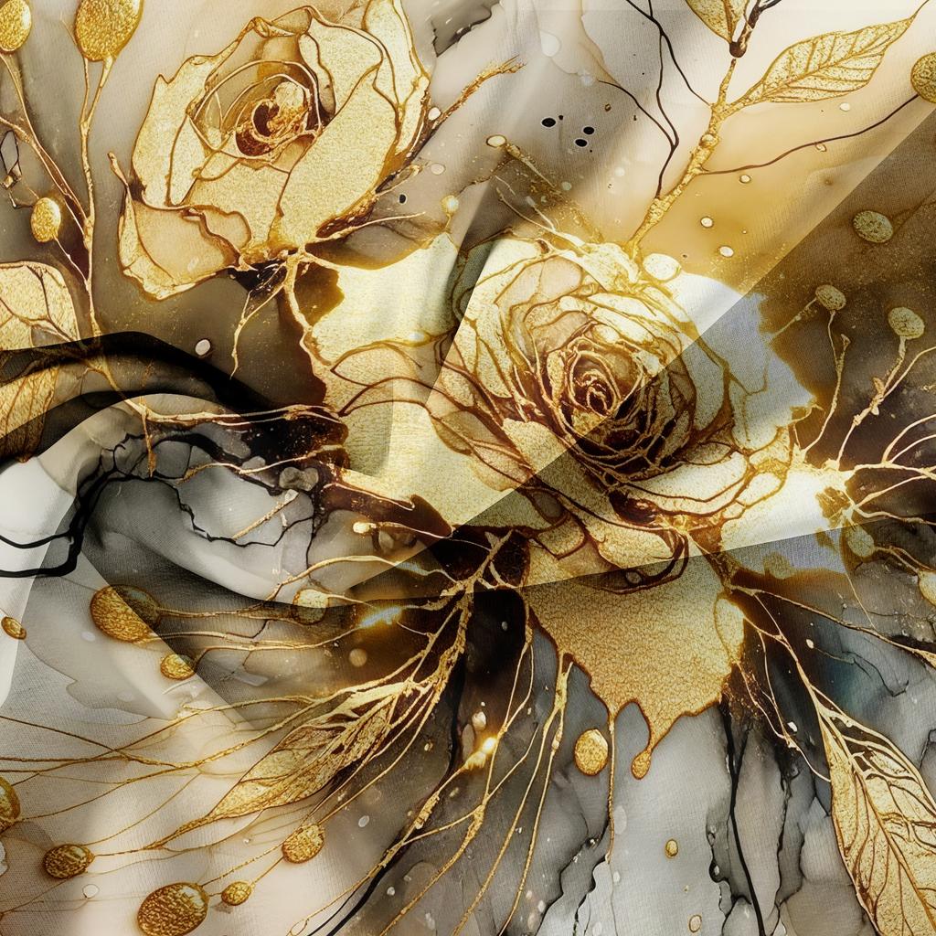 3 шт. Комплект постельного белья Golden Rose, Комплект с пододеяльником с принтом «Золотая Роза» и мраморным узором, Для семейных спален, общежитий, отелей,