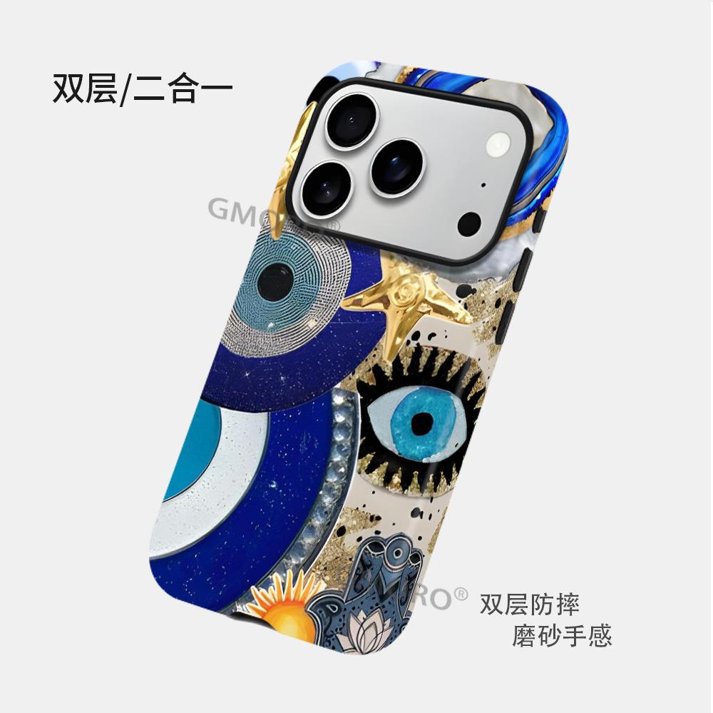 Хит продаж Чехол для телефона Apple 17Pro Звезда с золотой фольгой 'Глаз Дьявола' Глянцевая пленка 16/15 Двухслойный