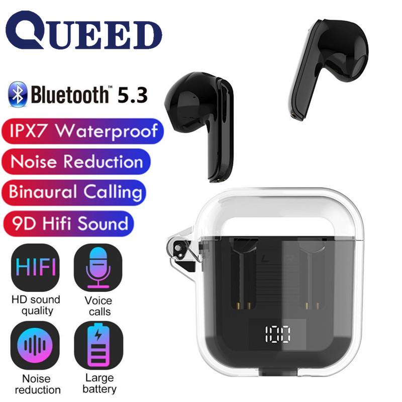 Transparent Shell Bluetooth Headset Semi-in-ear Digital Display Wireless Headset Sports Headset Long Battery Life