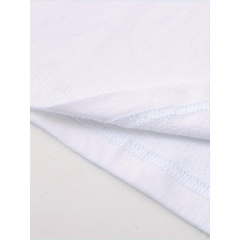 Женская белая полиэстеровая футболка европейского размера с принтом в виде розовой звезды - Повседневная, удобная и универсальная для дома