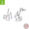 Smart Moonstone Butterfly Stud Earrings Female, Mori Small Fresh S925 Sterling Silver Stud Earrings