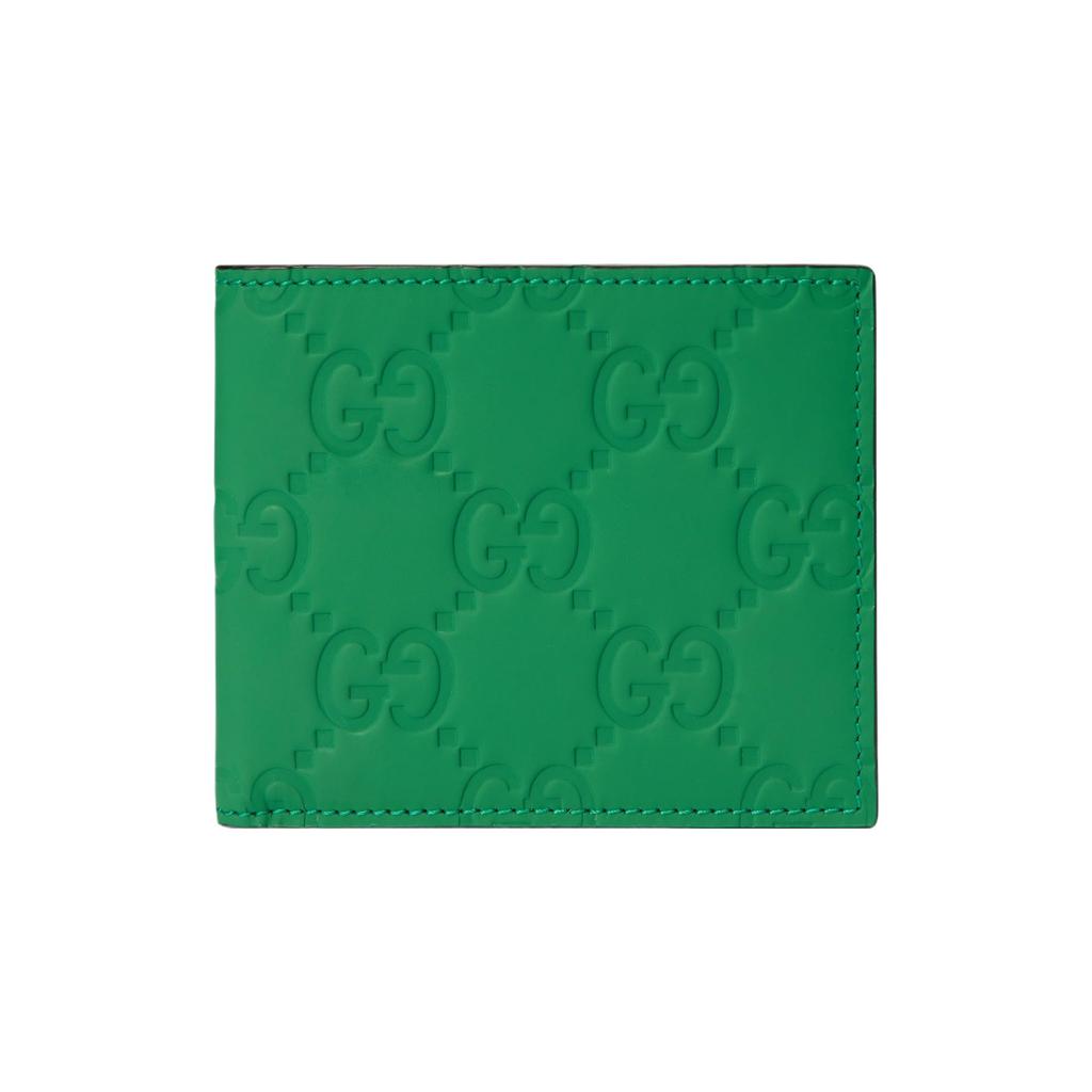 Gucci Кожаный кошелек с клапаном и логотипом Double G Мужской кошелек Зеленый 771309-AAC38-3727