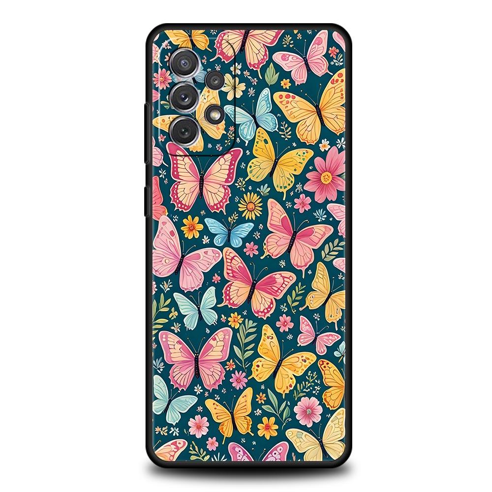 Чехол для телефона с дизайном бабочки для Samsung Galaxy A55 A35 A15 A14 A13 A25 A54 A51 A71 A72 A73 A32 A52 A41 5G Мягкий ТПУ чехол Fundas