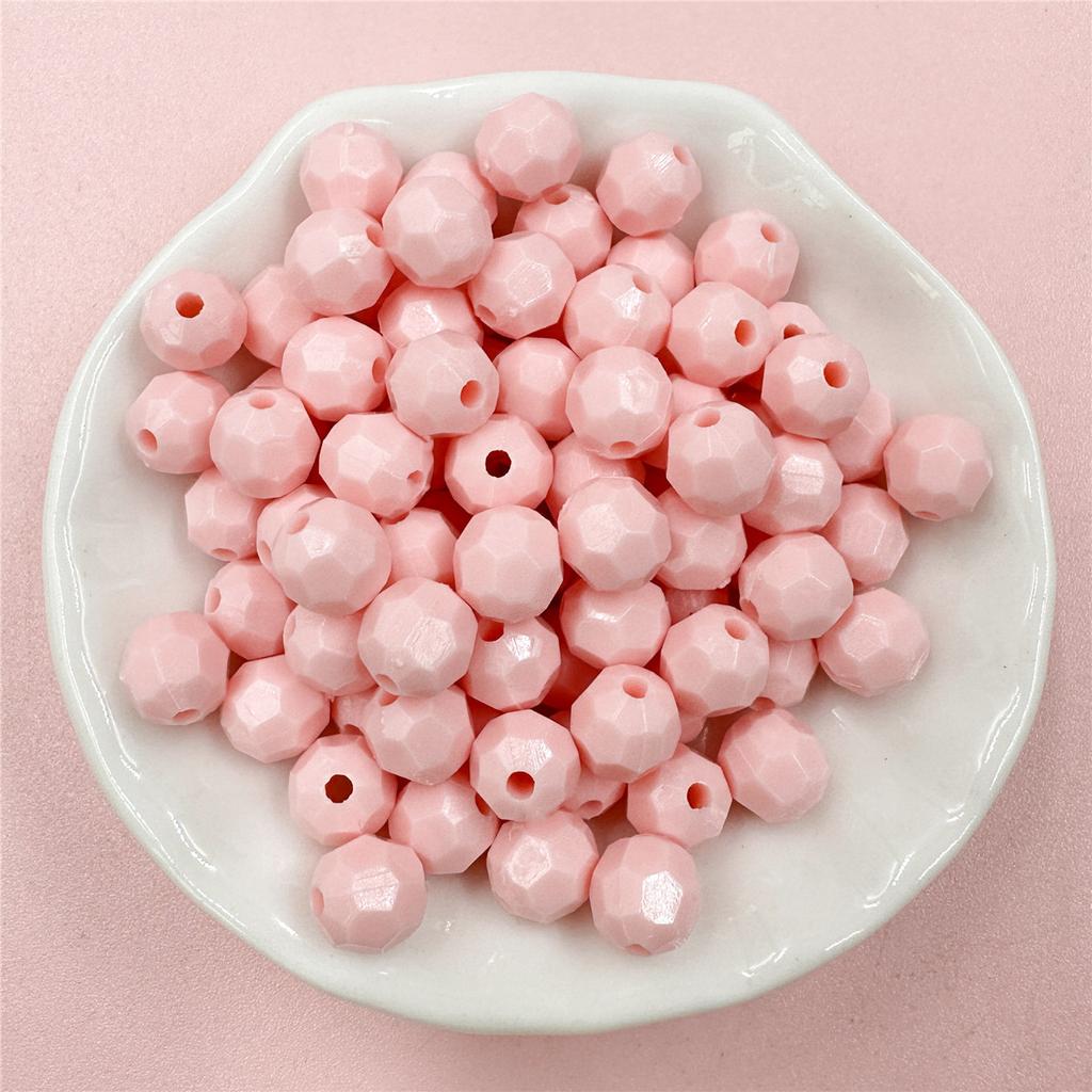 Сплошные цветные круглые бусины, 50 шт., акриловое детское ожерелье, цепочка для мобильного телефона, аксессуары, браслет, подарочная сумка, 7,5*8 мм, разная огранка