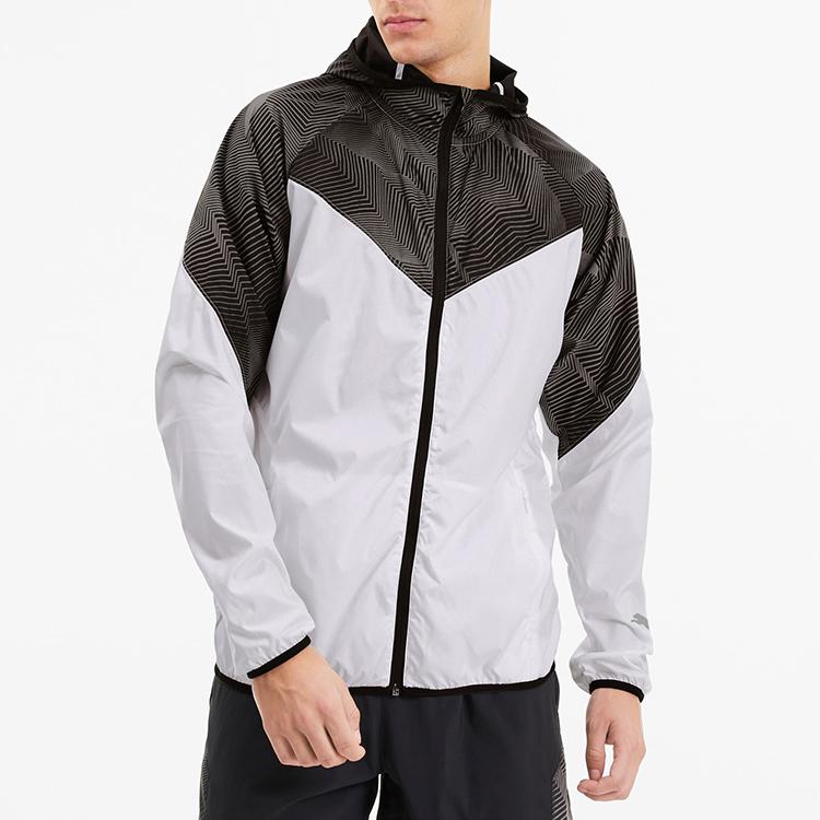 Puma Фитнес Бег Куртка с капюшоном Тренировочная Мужские куртки Белый 518950-02