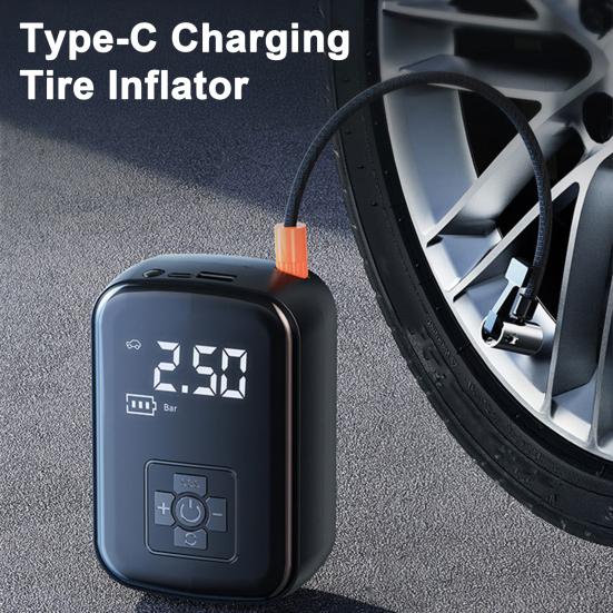 Car Tire Inflator Mini Air Compressor with LED Light Rechargeable Portable Electric Air Pump Motorcycle Bicycle Tire Air Filling Pump