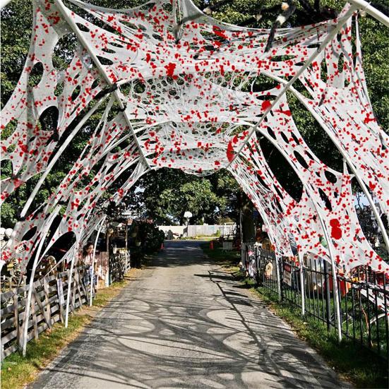 Украшение в виде паутины на Хэллоуин Гигантская эластичная паутина Декор из кровавой марли Имитация паутины Украшение дома с привидениями