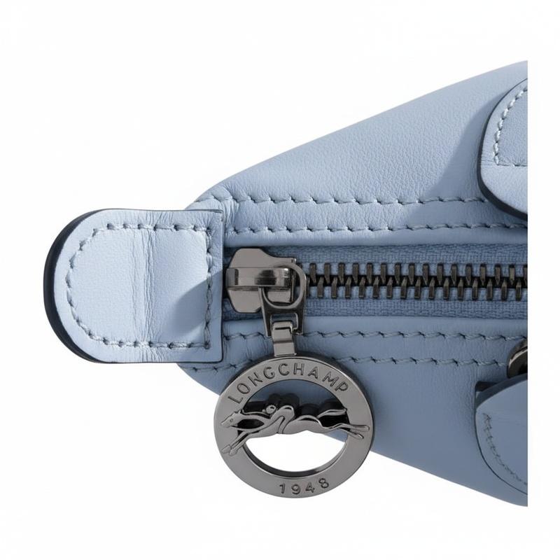 Longchamp Le Pliage Xtra silver metal brand embossed design leather handbag mini women's blue 1500987M66