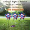 Садовая ветряная мельница, дизайн американского флага, светоотражающая вертушка для ветра, украшение сада, патриотические вертушки, водонепроницаемая ветряная мельница для отпугивания птиц для независимости