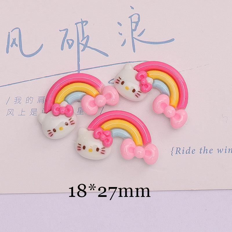 10 Pcs New Mini Kawaii Cartoon Animal Rainbow Kitten Series Resin Scrapbook Diy Jewelry Children Gift Hairpin Accessories A5
