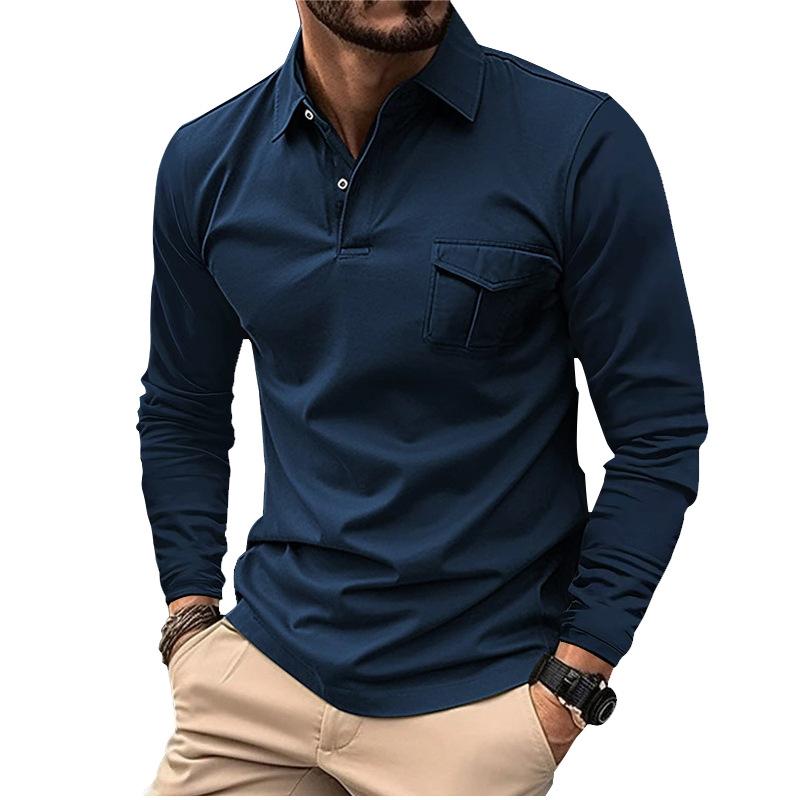 Spring and Autumn New Men's Long-sleeved Polo Shirt Casual Lapel Sports Polo Shirt