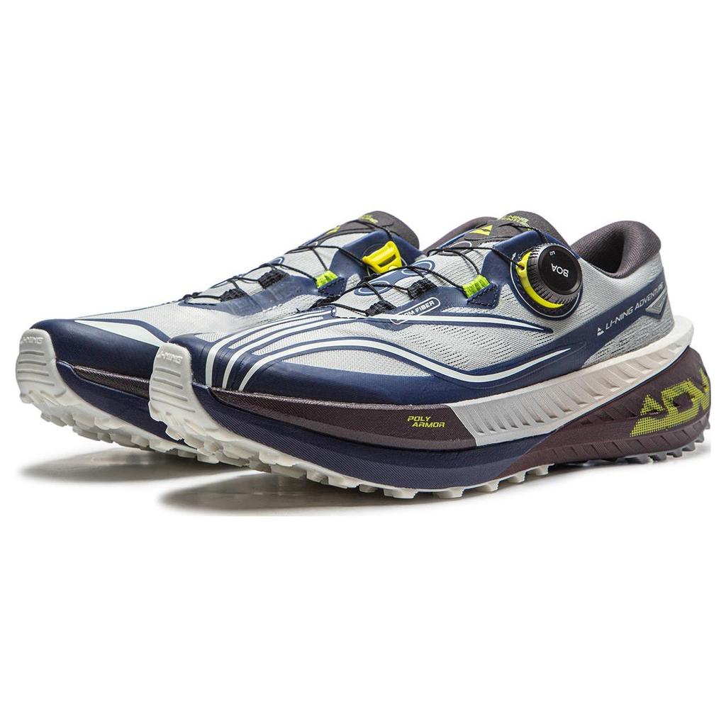 Li Ning De Lucas PRO Амортизирующие Скользкие Устойчивые к истиранию Низкие Кроссовки для бега Мужские Серый Синий ARNT001-5