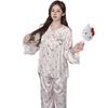 1011 new ice silk women's pajamas, long sleeves and trousers, color printed high-end loungewear set can be worn outside