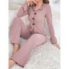 Womens Fleece Pajama Set With Collar Bow Long Sleeve Pants Cozy Home Lounge Sleepwear Winter