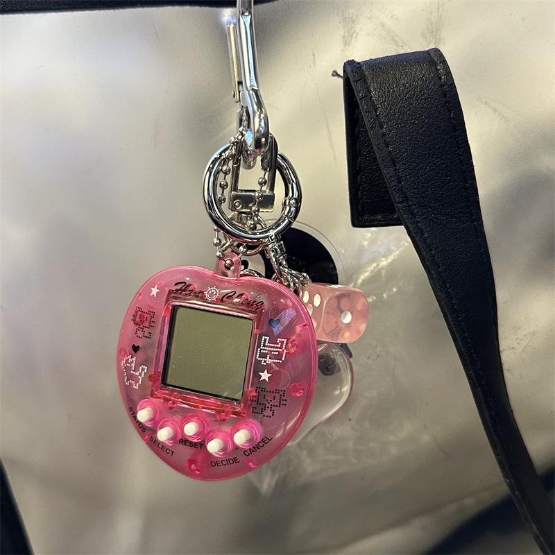 Корейская мода Радуга игровая консоль кость брелок Kawaii Harajuku Charm Y2K Crystal Heart Lock DIY сумка кулон брелок Винтаж