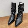 Модные женские ботильоны на высоком каблуке, сексуальные кожаные туфли с острым носком, женская обувь, тренд 2024 года, дизайнерские зимние сапоги, туфли-лодочки, готические зимние женские туфли Zapatos