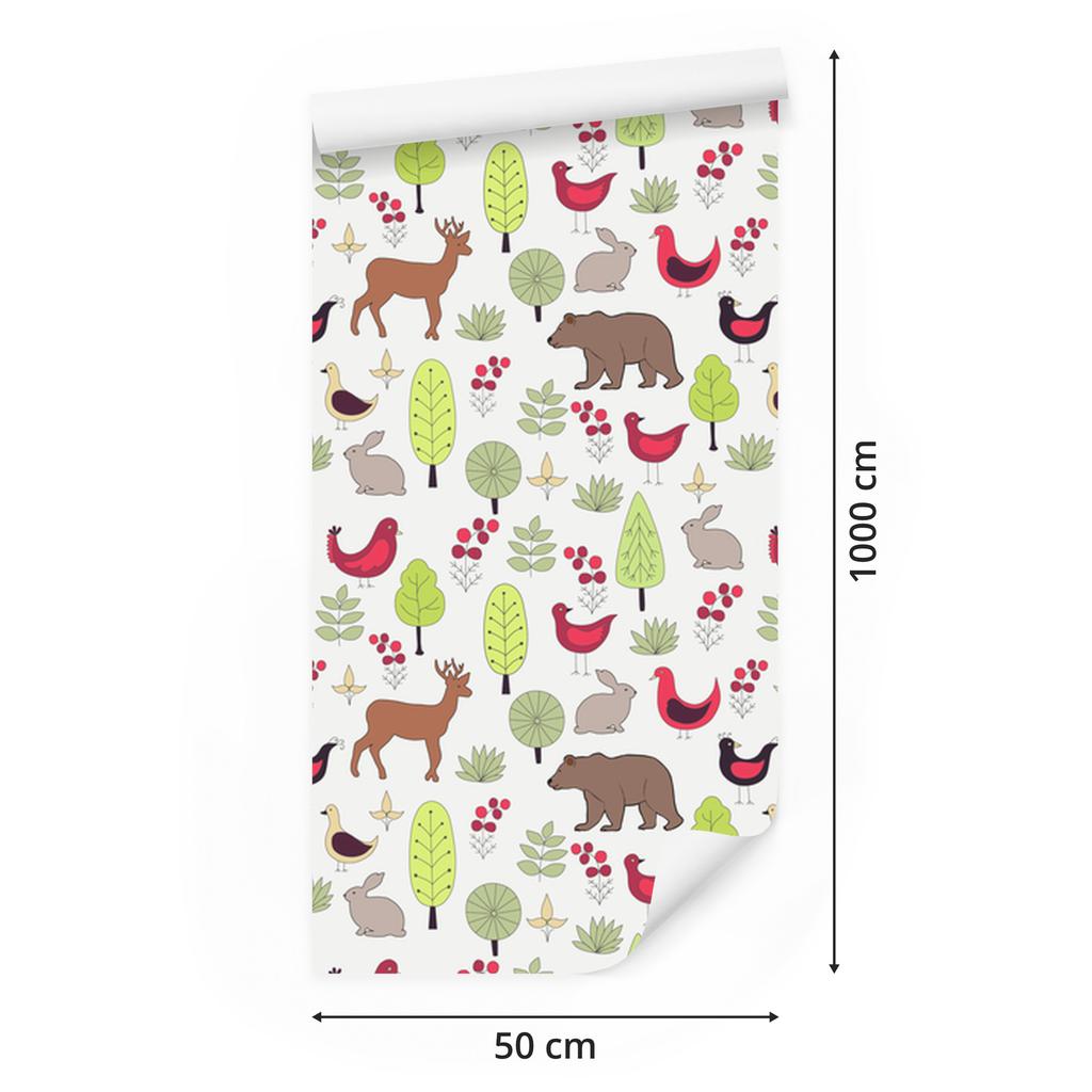 Joyful forest animals wallpaper for living room and bedroom 50x1000