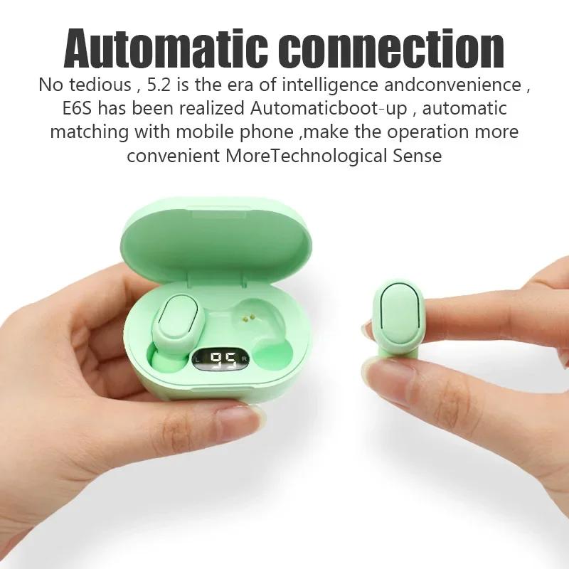 E7S TWSWireless Bluetooth Earphones HiFi Stereo Noise Cancelling Sport Mini Earbuds Headset with Mic Compatible with Smartphones
