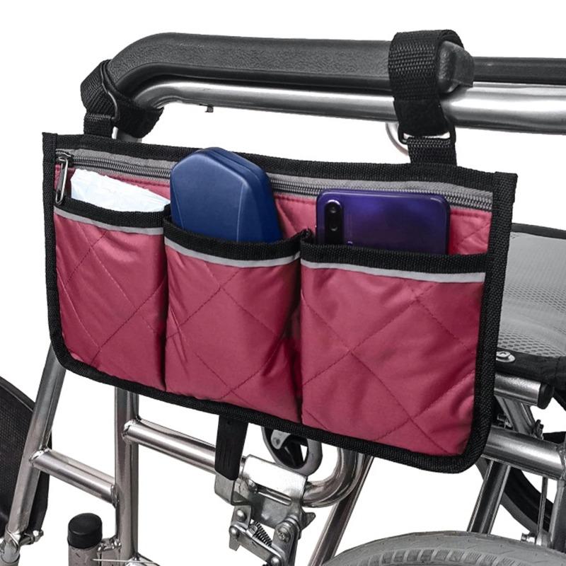 Wheelchair Side Armrest Bag Reflective Strip Portable Velcro Polyester Storage and Hanging Bag Tool Storage and Organization