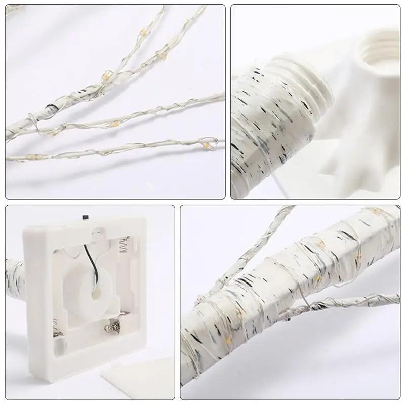 Светодиодные праздничные огни в виде ветки белой березы, работающие от USB и батареек, для украшения рождественской вечеринки, свадьбы, веточка, уличные огни