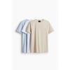 H M 3 Piece sliM FiT T sHirT seT ligHT Blue ligHT Beige wHiTe