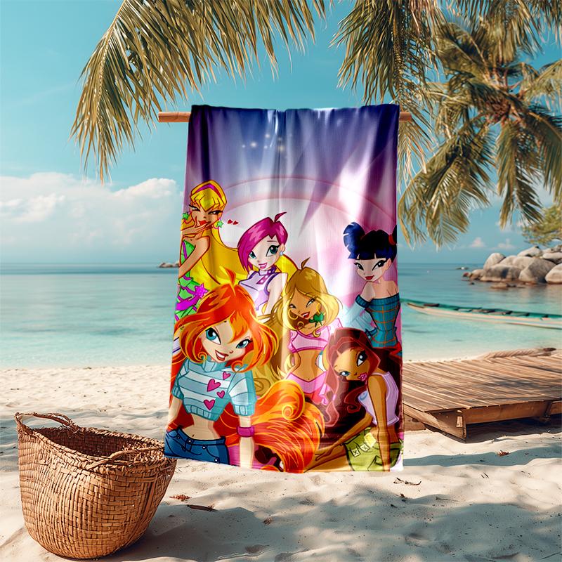Beach Towel with Winx Club Pattern - soft,absorbent,machine washable Lightweight&Modern,swimming,Travel Essentials