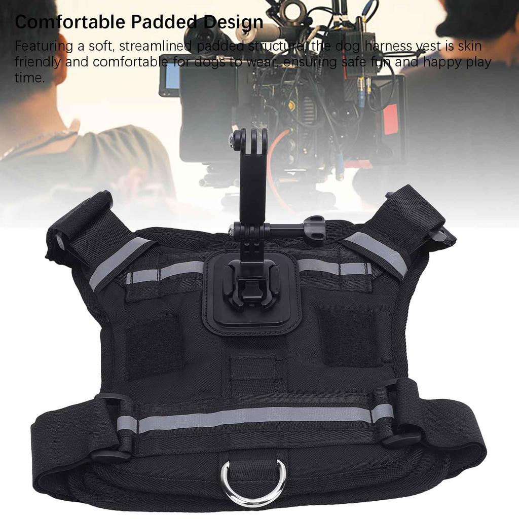 Dog Harness Mount for Action Camera Nylon Chest and Back Fixation Pet Harness Camera Mount Vest for Large Medium and