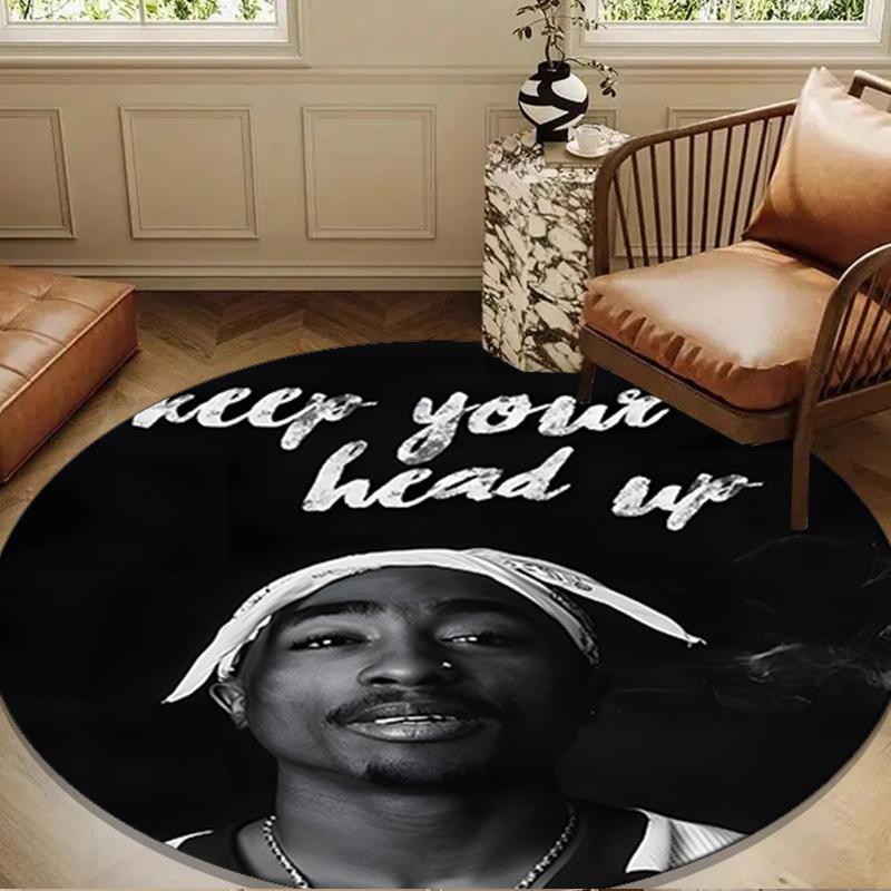 Rap Legend In Blue Round Rug for Livingroom,Bedroom, Palyroom, Chair Rug, Area rug, Circle Carpet, Large Size Fan Christmas gift