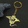 Hollow Manta Ray Sea Devil Fish Necklace For Women Men Stainless Steel Gold Color Coconut Tree Tropical Marine Scenery Jewelry
