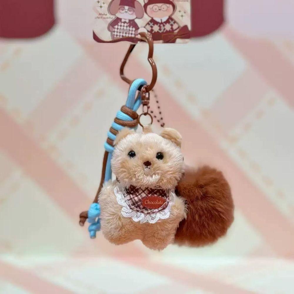 Bear Rabbit Dog Keychain Cartoon Key Ring Creative Rabbit Plush Dolls Pendant Bag Key Decor