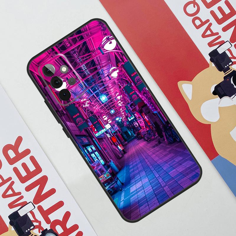 Японская эстетика ночного города Чехол Для Samsung Galaxy A34 A54 A14 A56 A36 A16 A06 A13 A53 A12 A22 A32 A52 A35 A17 A15 A55