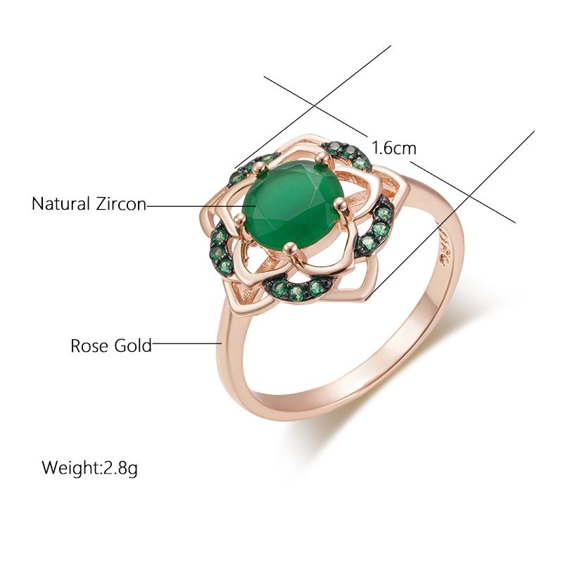 Кольца Kinel Pentagram темно-зеленого цвета с цирконием для женщин, ювелирные украшения, кольца цвета розового золота, подарок