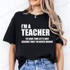 Fashion Harajuku I'm A Teacher To Save Time Print Ladies T-shirt Casual Basics O-collar Black Tshirt Short Sleeve Women T-shirts