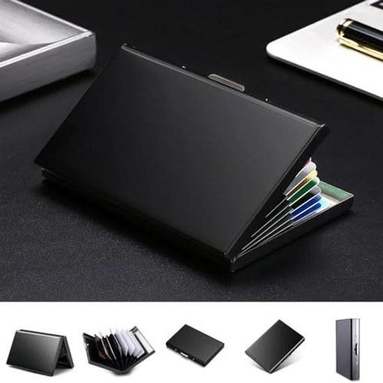 Card case magnetic protection credit stores up 10 cards theft prevention slim unisex RFID blocking function made stainless steel