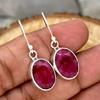 925 Sterling Silver Earring, Oval Gemstone, Ruby Earring, Statement Earring