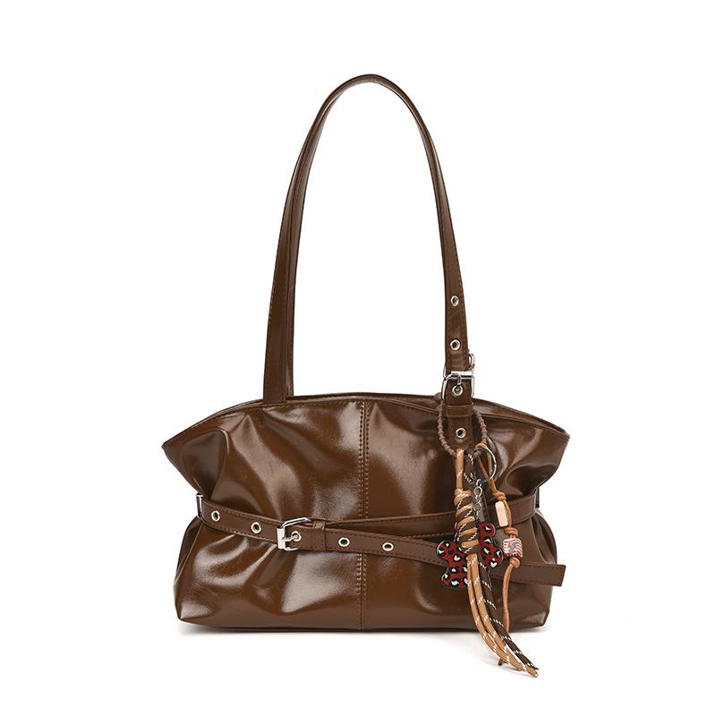 Кожаная сумка-тоут в корейском стиле класса люкс: Женская сумка подмышку большой вместимости