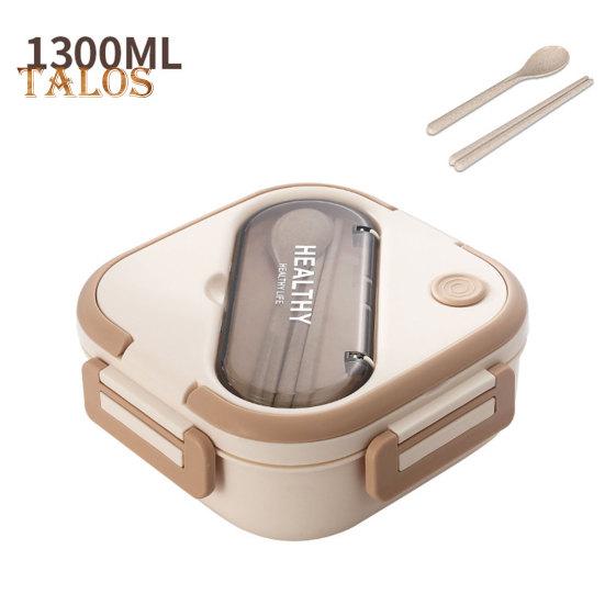 1 Set Bento Case Large Capacity Storing Easy To Clean Useful School Students 3 Grids Lunch Case with Cutlery Household Supplies